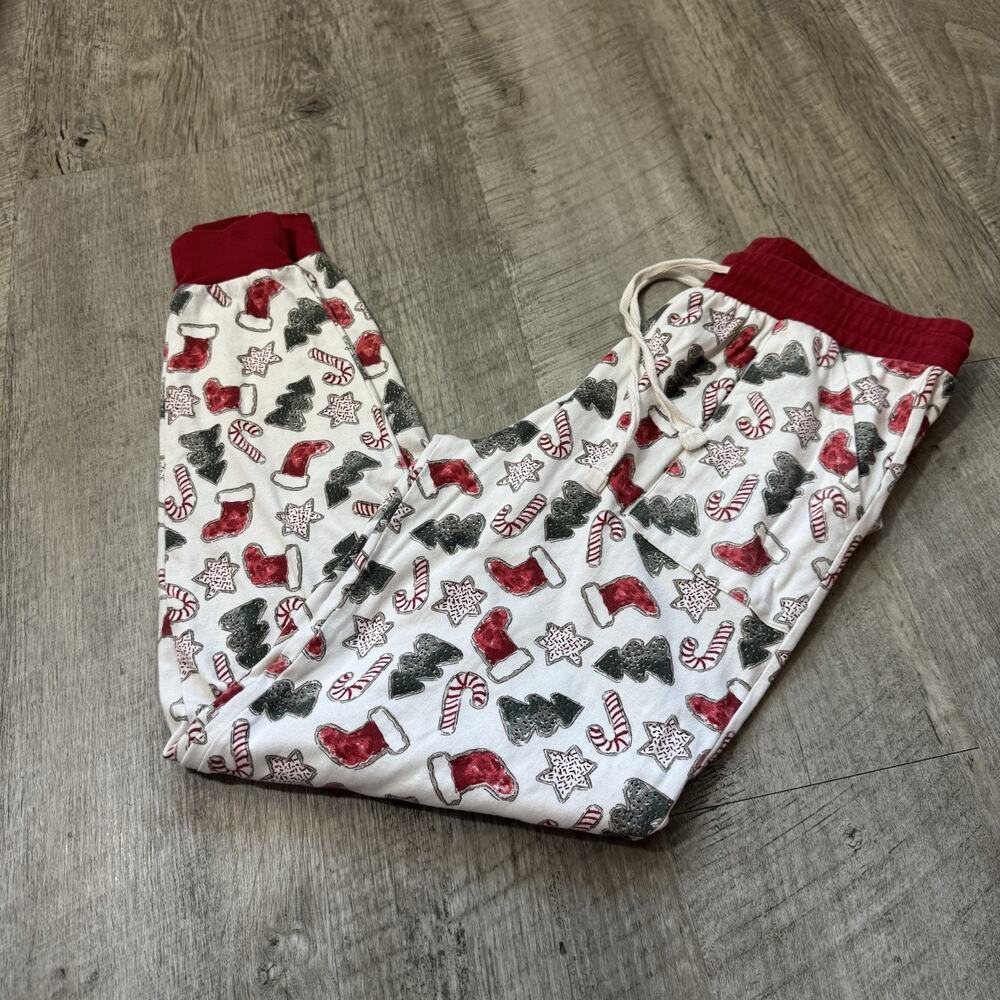 Burts Bees Baby Adult Medium Organic Cotton Pockets Pajama Bottoms Christmas